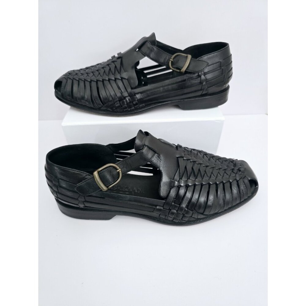 Cole Haan Huaraches Fisherman Leather Black Buckle Sandals Mens Shoes 10 D